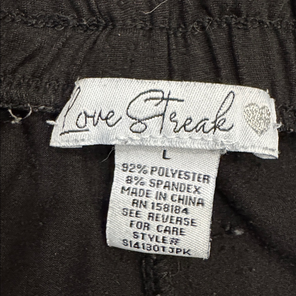 Love Streak Black Drawstring Shorts with White Trim Size Large - Picture 3 of 4